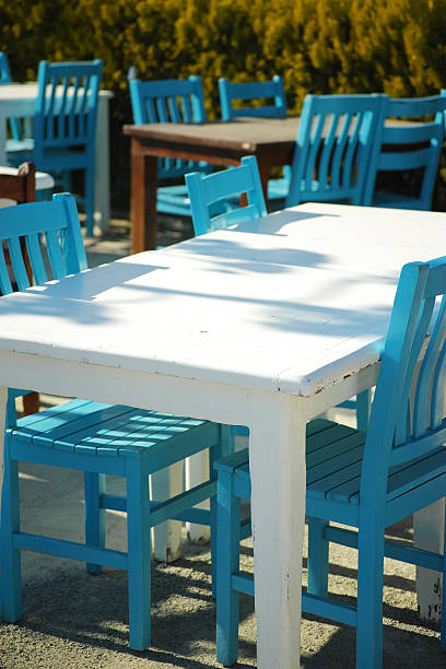 Sunny Outdoor Restaurant Fisherman's Place In Bodrum stock photo