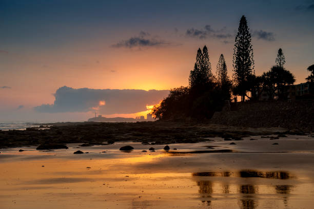 Sunrise a Alexandra Headland in Sunshine Coast stock photo
