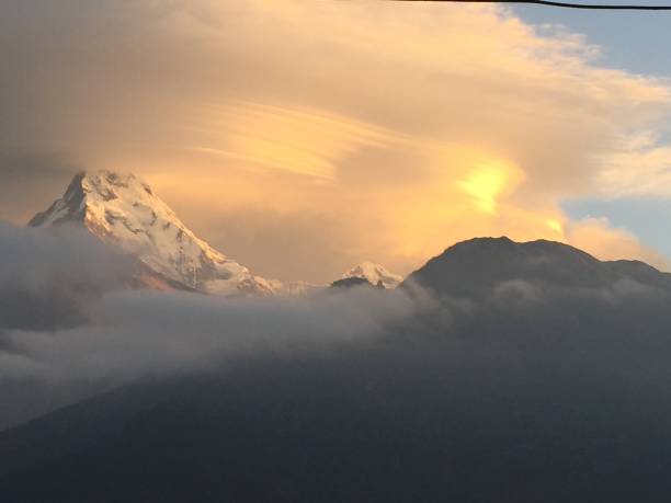 Sunrise at Annapurna stock photo