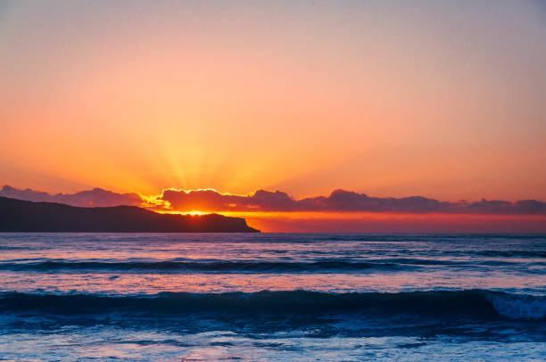 Sunrise at Australia beach. stock photo