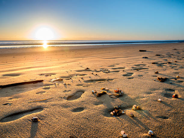 Sunrise at Greatstone Beach stock photo