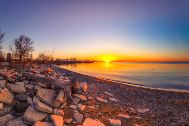 Sunrise at Humber Bay Park, Toronto, Ontario, Canada stock photo