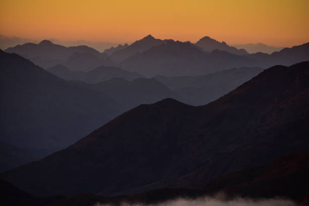 Sunrise at Mount Sinai, Egypt stock photo