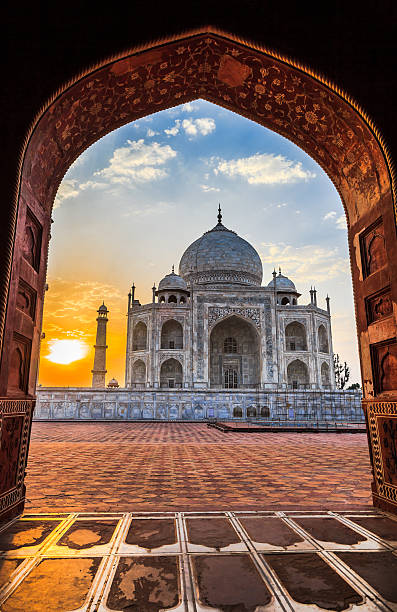 Sunrise at Taj Mahal stock photo