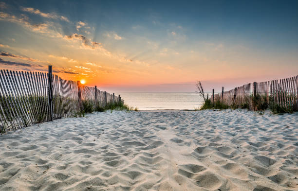 Sunrise at the Beach Sunrise over the ocean in Delaware eastern usa stock pictures, royalty-free photos & images
