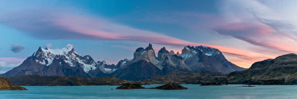Sunrise at Torres del Paine stock photo