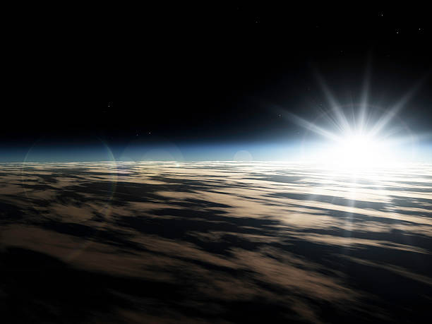 Sunrise from space stock photo