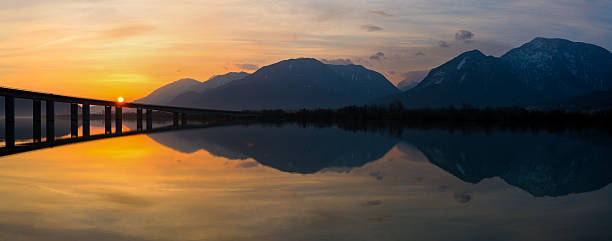 Sunrise in Carinthia stock photo
