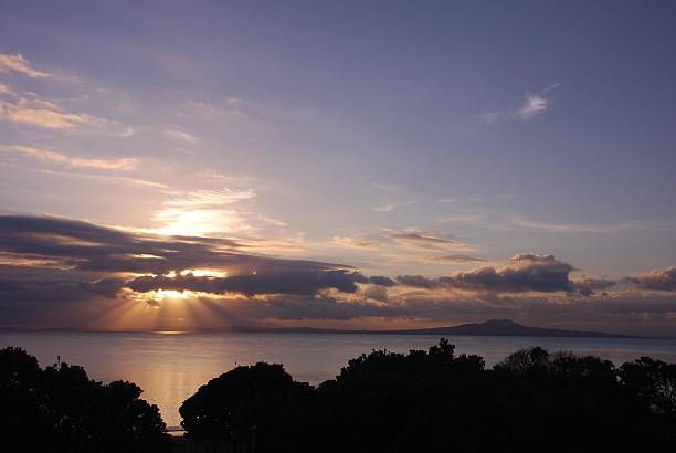 Sunrise in New Zealand stock photo