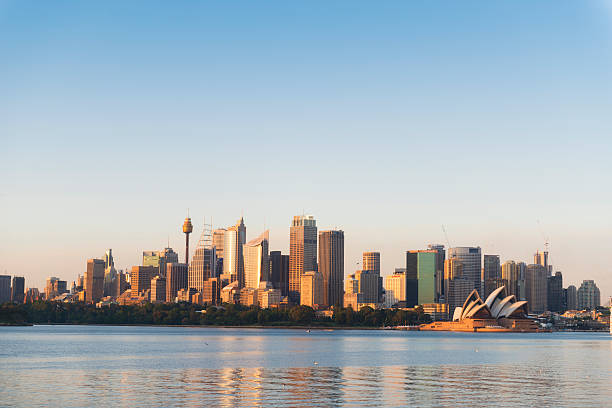 Sunrise moments on Sydney skyline stock photo