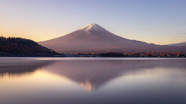 Sunrise of Mount Fuji at Kawaguchiko, Japan stock photo