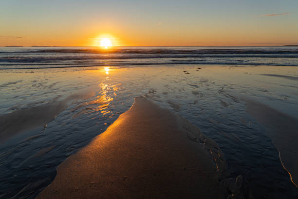 Sunrise on the Atlantic Ocean stock photo