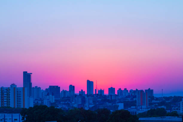 Sunrise over Cuiabá in Mato Grosso State, Brazil stock photo