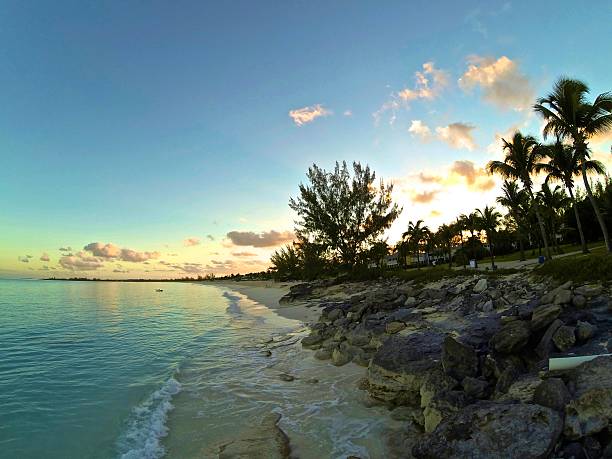 Sunrise over San Salvador, Bahamas stock photo