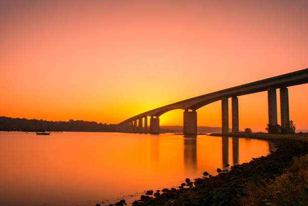Sunrise over the River Orwell near Ipswich, Suffolk, UK stock photo