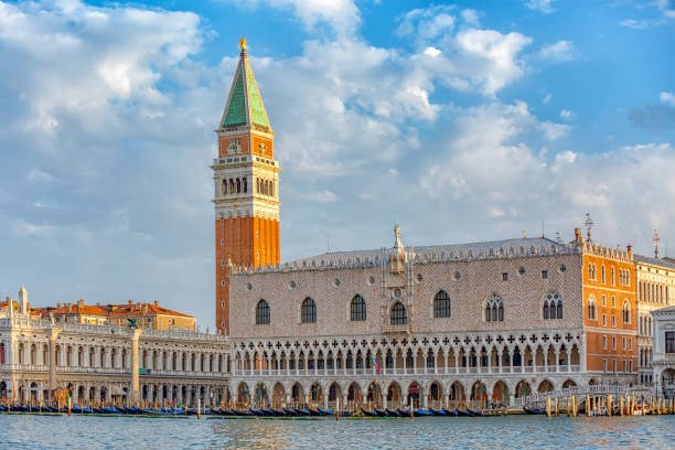 Sunrise view of piazza San Marco, Doge's Palace Palazzo Ducale stock photo