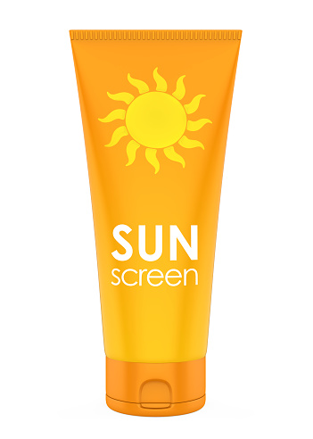 Sunscreen Tube isolated on white background. 3D render