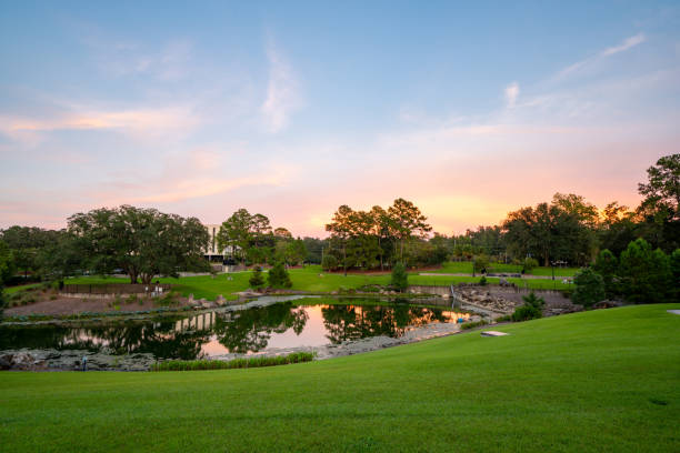 Sunset at Cascades Park Tallahassee FL landscape photography stock photo