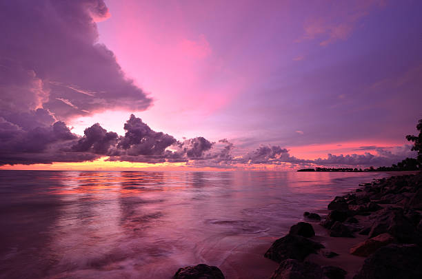 Sunset at Khao Lak  beach Phang-Nga province of Thailand stock photo