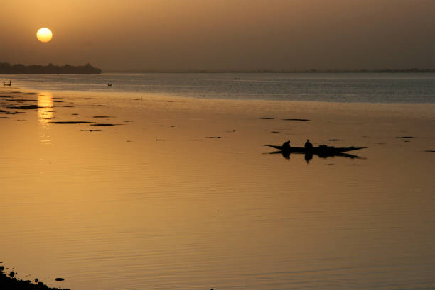 Sunset at lake, Burkina Faso stock photo