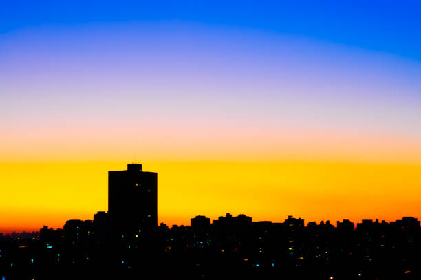 Sunset at Sao Paulo city stock photo