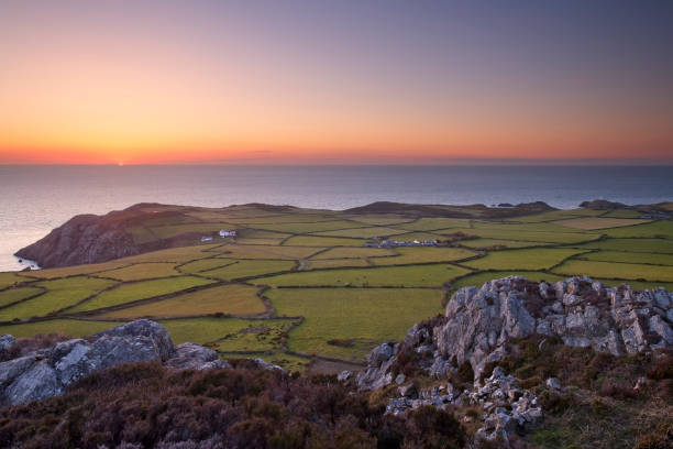 Sunset at Strumble Head Pembrokeshire stock photo