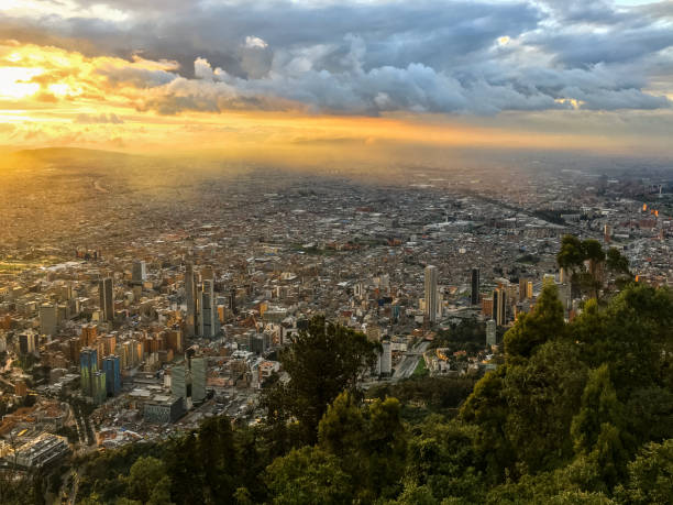 Sunset in Bogota, Colombia stock photo