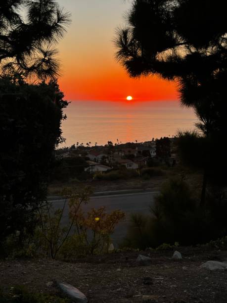 Sunset in California - Rancho Palos Verdes peninsula area stock photo