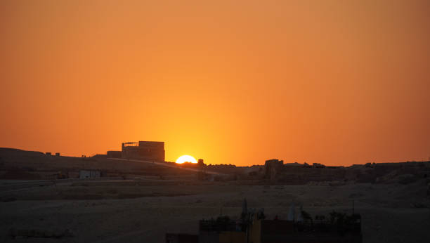 Sunset in Giza stock photo
