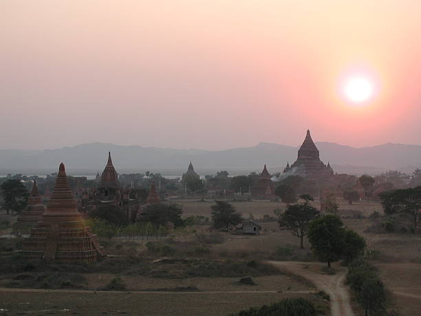 Sunset in Myanmar stock photo