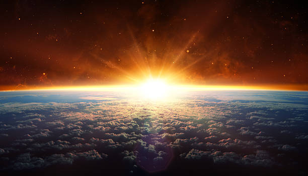 sunset in orbit - horisont bildbanksfoton och bilder