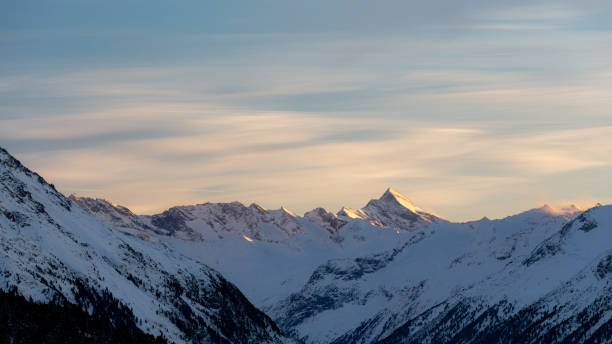 Sunset in the Alps stock photo