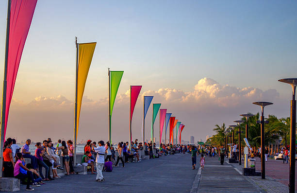 Sunset in the Manila stock photo