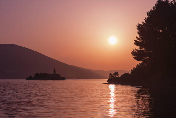 Sunset on Adriatic sea stock photo