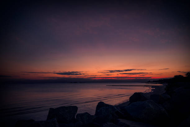 Sunset on the coast of Colonia del Sacramento, Uruguay. stock photo