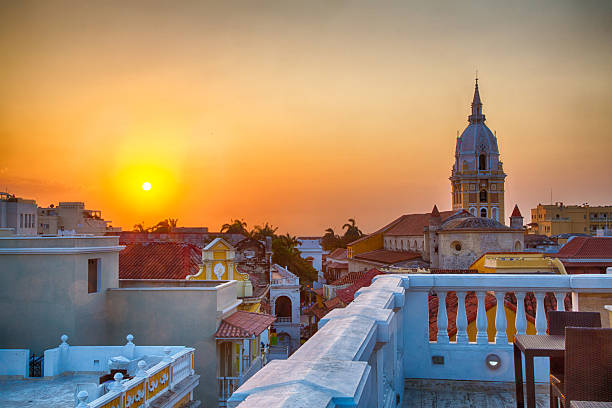 Sunset over Cartagena stock photo