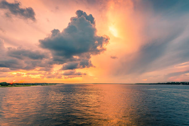 Sunset over Florida's Amelia River stock photo