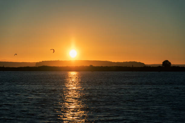 Sunset over Jetty Island stock photo