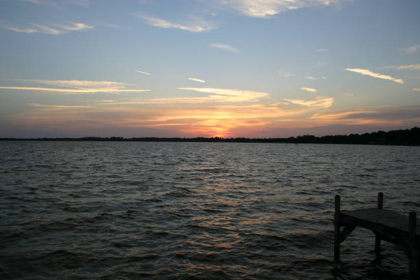Sunset over Lake Dora in Mount Dora Florida stock photo