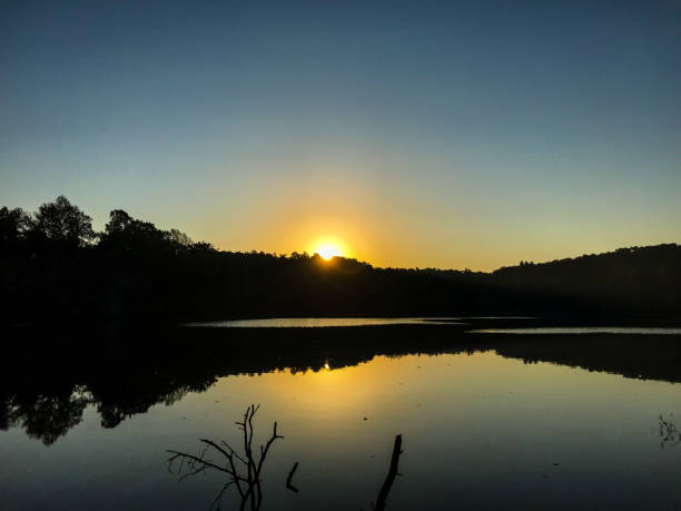 Sunset over Pennyrile Forest State Resort Park in Kentucky stock photo