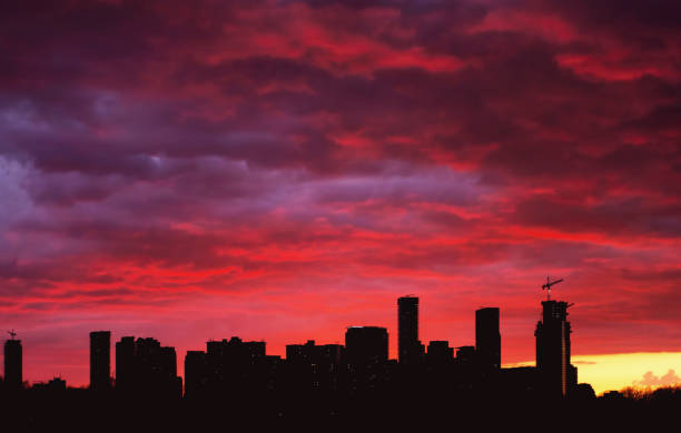 Sunset over Skyline stock photo