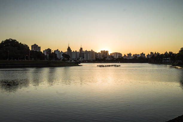 Sunset over the municipal Dam park - São José do Rio Preto - São Paulo - Brazil stock photo