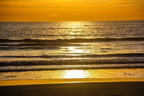 Sunset over the Pacific Ocean in Oceanside California stock photo