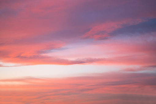 Sunset sky pink blue and orange soft pastel colors skyscape at dusk