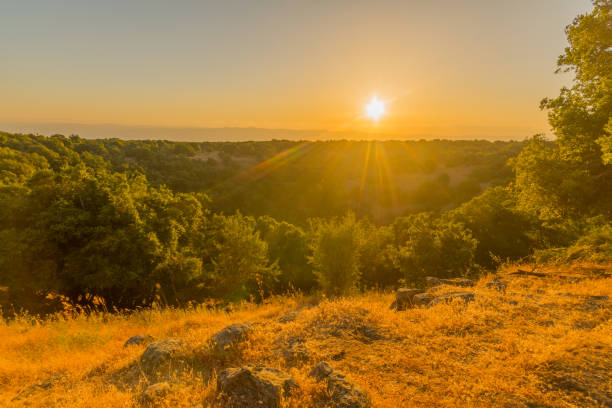 Sunset view of the Big Joba the Golan Heights stock photo