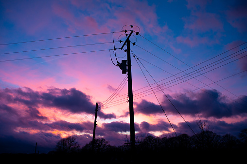 Sunset Wires Stock Photo - Download Image Now - iStock