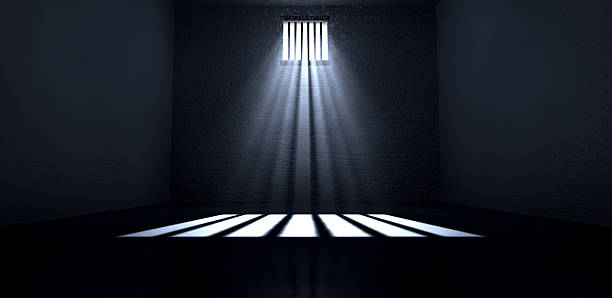 Sunshine Shining In Prison Cell Window stock photo