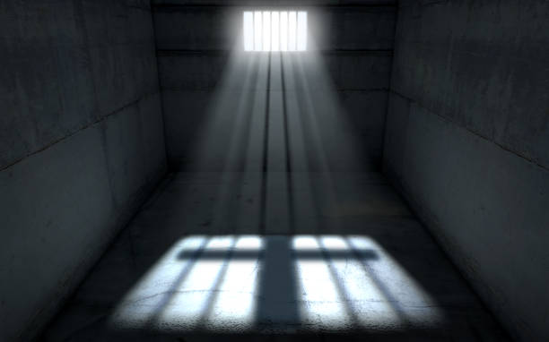 Sunshine Shining In Prison Cell Window stock photo