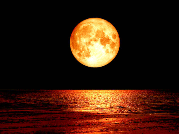 super full blood moon on sea and night sky backgroud super full blood moon on the sea and night sky backgroud, Elements of this image furnished by NASA blood moon stock pictures, royalty-free photos & images