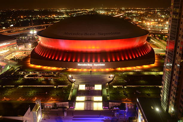 Superdome at Night stock photo